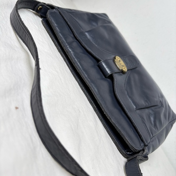 ETIENNE AIGNER Vintage Navy Blue Pleated Leather Shoulder Bag Purse Classic - Picture 9 of 17